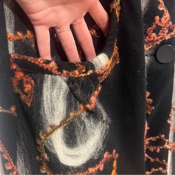 BELLA BLUE Abstract Embroidered Wool Blend Statement Coat - Picture 6 of 16